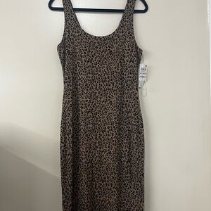 Bar III Brown Leopard Print Midi Dress NWT